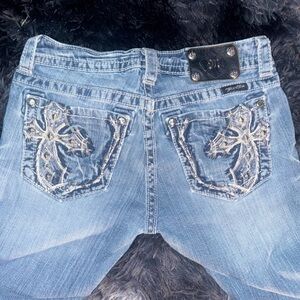 Miss Me Light Blue Boot Cut Jeans with Embellished Pockets